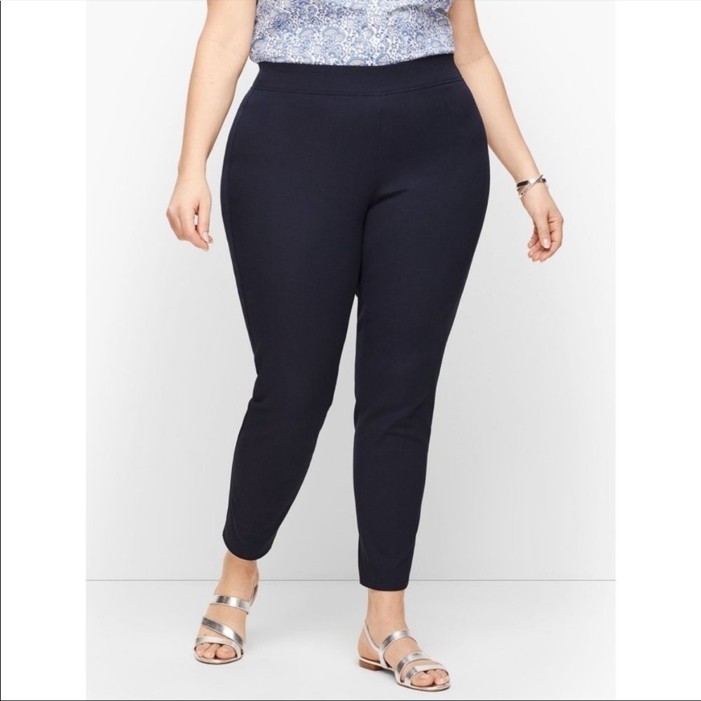 NWT Talbots Trouser Pant Skinny Ankle Navy Blue Pull On Elastic Waist Plus 22W
